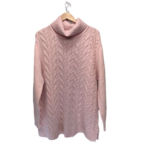 Yarn Works Women's Vintage Turtleneck Tunic Sweater Sz XL Pink Lambswool Angora - Picture 1 of 9
